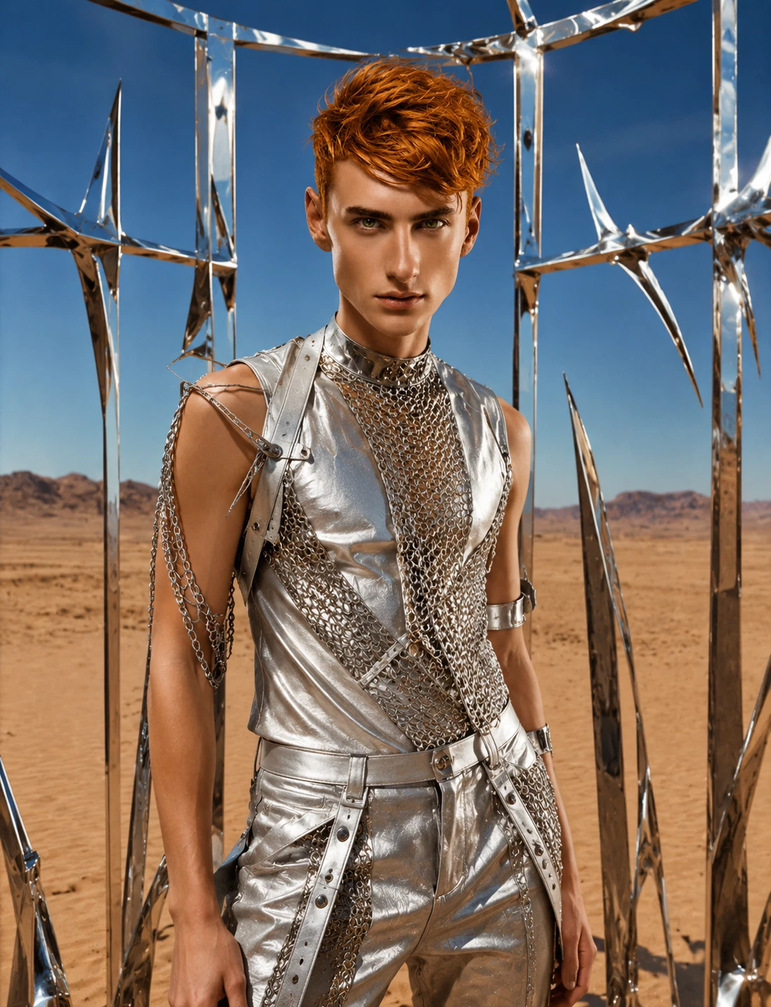 Joshua in a silver outfit in the desert
